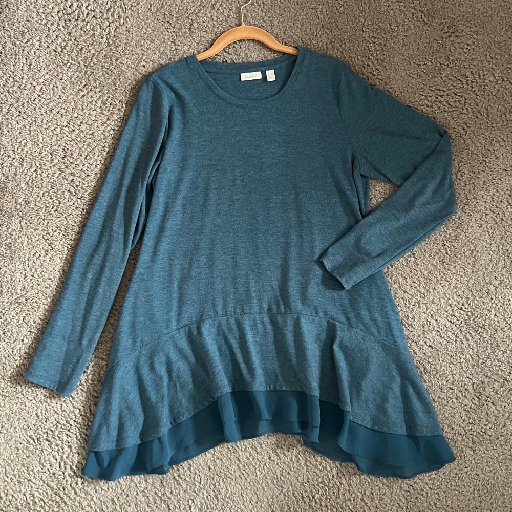EUC - LOGO Lounge Jersey Knit Top w/Chiffon Hem